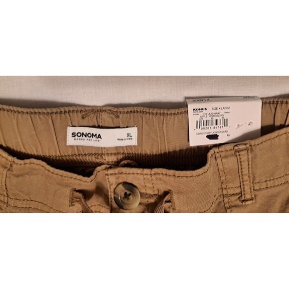 Sonoma Women's Cotton Spandex Joggers Tan Khaki XL Elastic Zip Ankle & Waist NWT - Picture 6 of 6